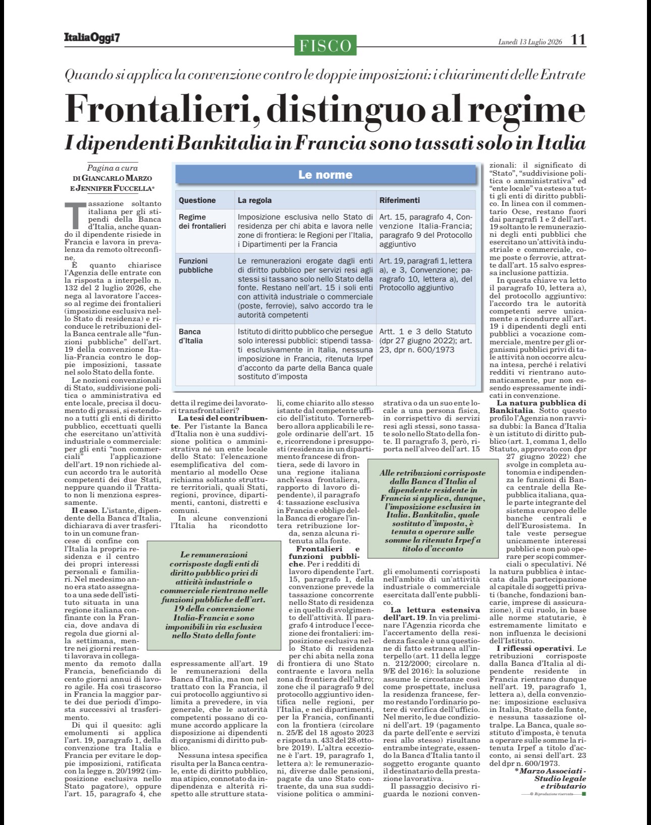 Frontalieri, distinguo al regime: i dipendenti Bankitalia in Francia sono tassati solo in Italia